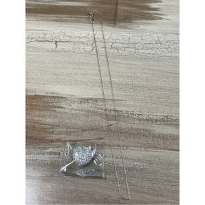 NWOT Sterling Silver Rhinestone Heart Pendant Necklace .925